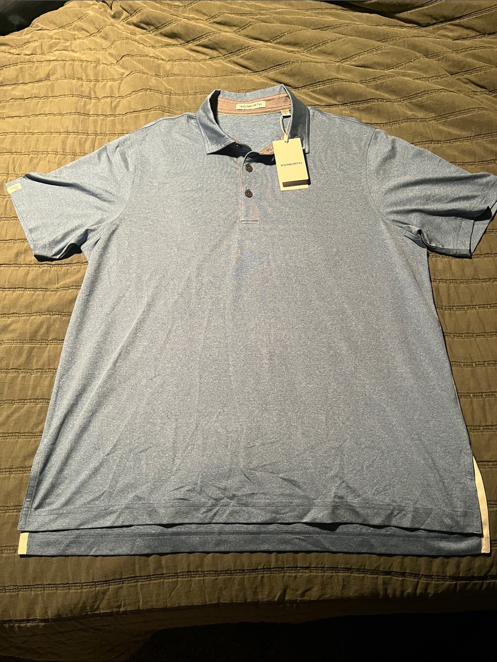 NWT Ashworth Light Heather Blue Performance Polo Men’s L